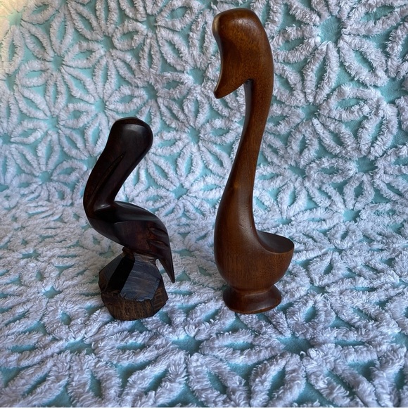 Vintage Birds solid wood bird sculptures mid century modern decor pelican - Picture 2 of 6
